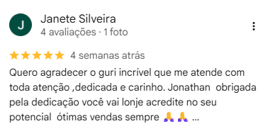 Avaliação de cliente no Google 1